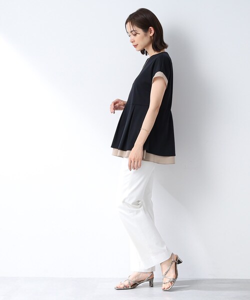 INDIVI(インディヴィ)の「◆【洗える/日本製/異素材ドッキング】ペプラムティアードカットソー(Tシャツ/カットソー・レディース・ブラック/ブルー/ホワイト・15 /38/05/13/19)」の19枚目の写真