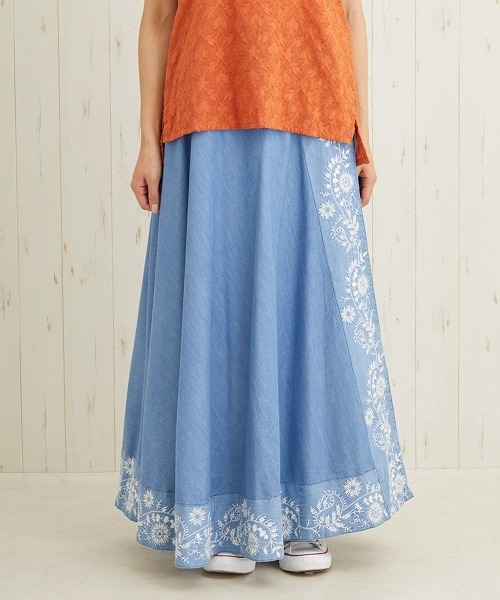 チチカカ(チチカカ)の「Shanti Shanti 刺繍デニムラップスカート【WEB限定】(デニムスカート・レディース・ブルー・FREE)」の9枚目の写真