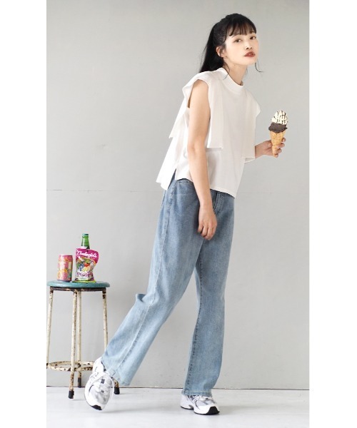 e-zakkamania stores(イーザッカマニアストアーズ)の「ケープ風カットプルオーバー(Tシャツ/カットソー・レディース・グリーン/ブラック/オフホワイト・M)」の10枚目の写真