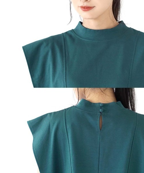 e-zakkamania stores(イーザッカマニアストアーズ)の「ケープ風カットプルオーバー(Tシャツ/カットソー・レディース・グリーン/ブラック/オフホワイト・M)」の9枚目の写真