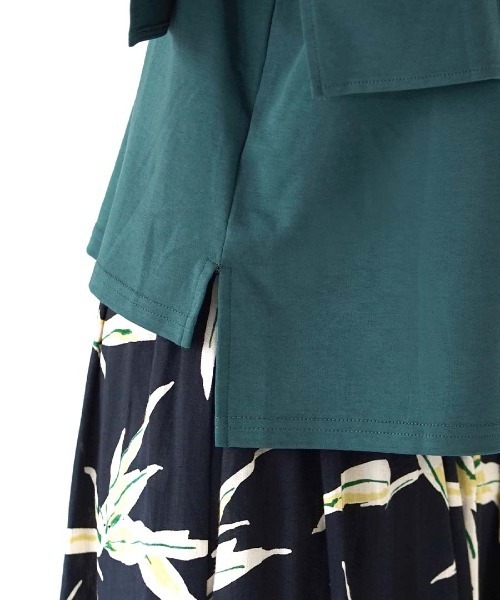 e-zakkamania stores(イーザッカマニアストアーズ)の「ケープ風カットプルオーバー(Tシャツ/カットソー・レディース・グリーン/ブラック/オフホワイト・M)」の8枚目の写真