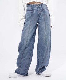 CENTER SEAM WIDE LEG DENIM PANTS