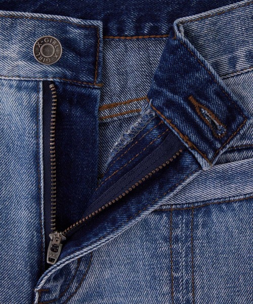 X-girl（エックスガール）の「CENTER SEAM WIDE LEG DENIM PANTS