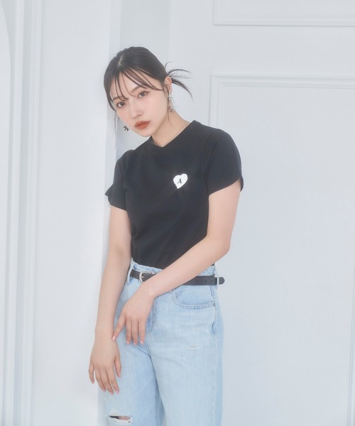 ANDGEEBEE（アンジービー）の「サガラハートT（Tシャツ/カットソー・レディース・ブラック/アイボリー・MEDIUM）」の2枚目の写真