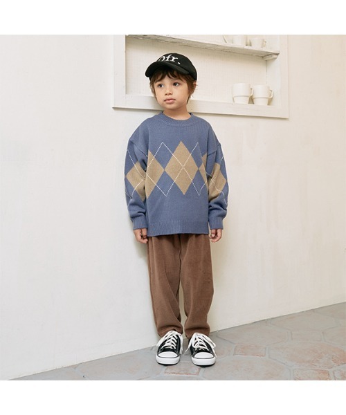 b・ROOM（ビールーム）の「【やみつきになる着心地】ニットコールパンツ（その他パンツ・キッズ・アイボリー/ダークブラウン/チャコール/ブルーグリーン/パープル/ベージュ・140cm/110cm/120cm/130cm/100cm）」の9枚目の写真