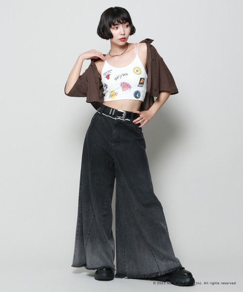 PAGEBOY（ページボーイ）の「NBAマルチプリントショートキャミ（キャミソール・レディース・ブラック/オフホワイト・FREE）」の9枚目の写真