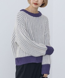 BEAMS HEART | BEAMS HEART / 襟配色 ストライプ柄 ニットプルオーバー(ニット/セーター)