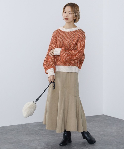 BEAMS HEART（ビームスハート）の「BEAMS HEART / 襟配色 ストライプ柄 ニットプルオーバー（ニット/セーター・レディース・パープル/グリーン系その他/ホワイト系その他5・FREE）」の12枚目の写真