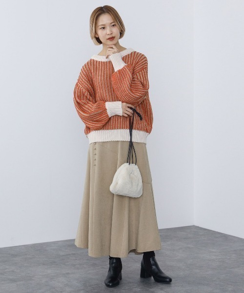 BEAMS HEART（ビームスハート）の「BEAMS HEART / 襟配色 ストライプ柄 ニットプルオーバー（ニット/セーター・レディース・パープル/グリーン系その他/ホワイト系その他5・FREE）」の13枚目の写真