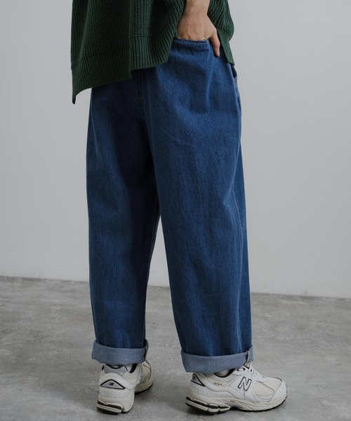 Rocky Monroe(ロッキーモンロー)の「10オンスワイドテーパードデニムパンツ(デニムパンツ・メンズ・ライトインディゴブルー/ブラック/ブラウン/ライトブルー/スミクロ/インディゴブルー/ライトブラック/ダークインディゴブルー・L/S/M)」の1枚目の写真