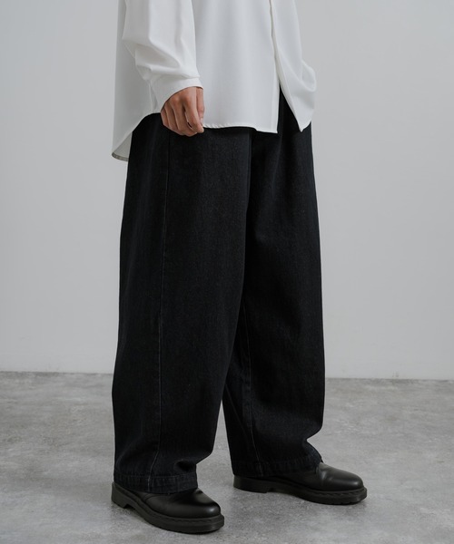 Rocky Monroe(ロッキーモンロー)の「10オンスワイドテーパードデニムパンツ(デニムパンツ・メンズ・ライトインディゴブルー/ブラック/ブラウン/ライトブルー/スミクロ/インディゴブルー/ライトブラック/ダークインディゴブルー・L/S/M)」の3枚目の写真