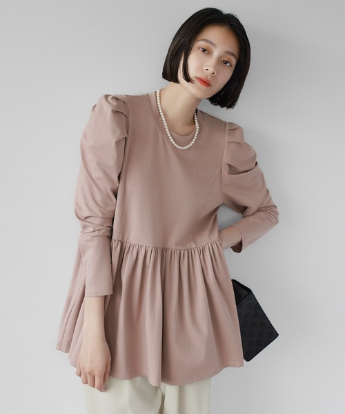 ELFRANK(エルフランク)の「パワーショルダー裾フレア切り替えカットソー(Tシャツ/カットソー・レディース・ピンク/ブラック/グレイッシュベージュ/オフホワイト・FREE)」の6枚目の写真