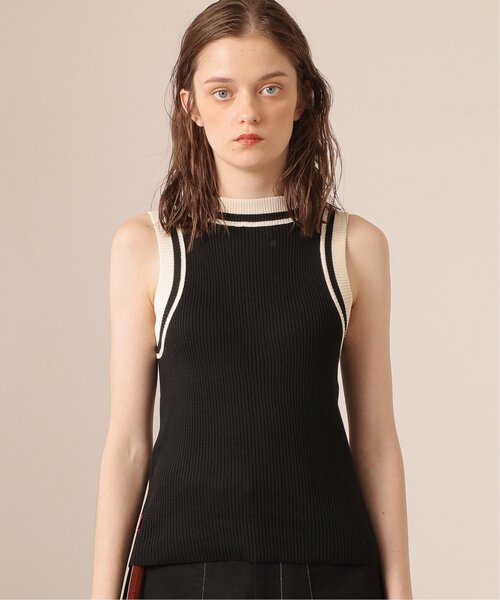 DOUBLE NAME(ダブルネーム)の「ラインリブニットタンク(タンクトップ・レディース・ブラック/キナリ/グリーン・FREE)」の10枚目の写真