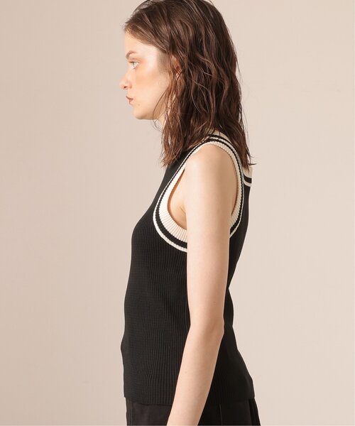 DOUBLE NAME(ダブルネーム)の「ラインリブニットタンク(タンクトップ・レディース・ブラック/キナリ/グリーン・FREE)」の11枚目の写真