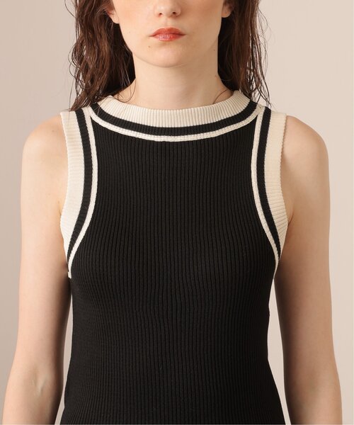 DOUBLE NAME(ダブルネーム)の「ラインリブニットタンク(タンクトップ・レディース・ブラック/キナリ/グリーン・FREE)」の13枚目の写真