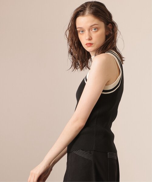 DOUBLE NAME(ダブルネーム)の「ラインリブニットタンク(タンクトップ・レディース・ブラック/キナリ/グリーン・FREE)」の21枚目の写真