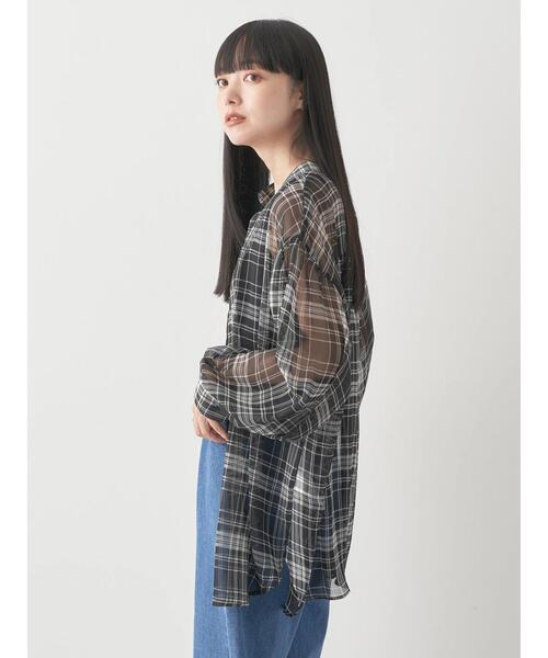 earth music&ecology（アースミュージックアンドエコロジー）の「シアーチェックシャツ（シャツ/ブラウス・レディース・チェック/ブラック系その他3・FREE）」の8枚目の写真