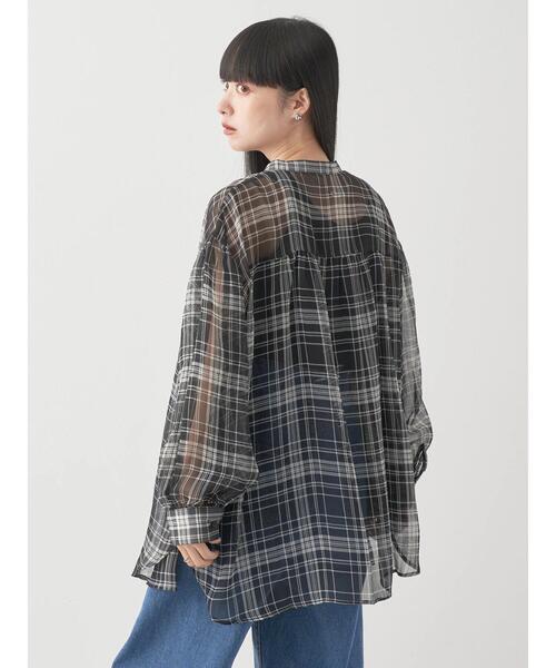 earth music&ecology（アースミュージックアンドエコロジー）の「シアーチェックシャツ（シャツ/ブラウス・レディース・チェック/ブラック系その他3・FREE）」の9枚目の写真