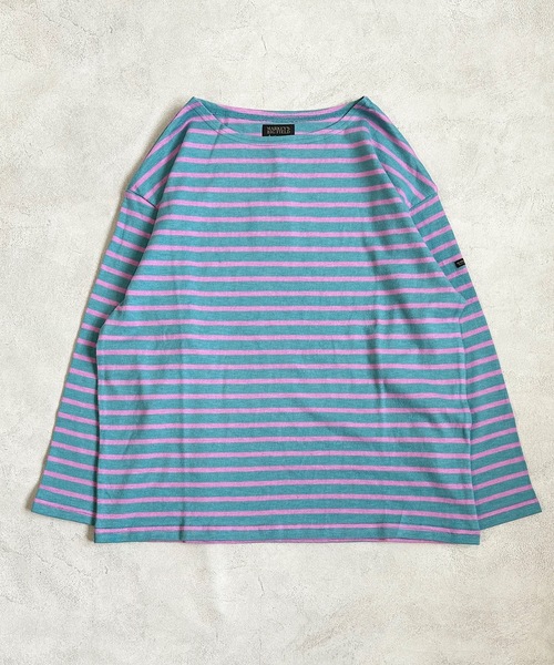BIG FIELD（ビッグフィールド）の「ボーダーボートネックロンT/おとな（Tシャツ/カットソー・レディース・ブラック/イエロー/ブルー系その他/ブルー/グリーン/ピンク・160cm）」の2枚目の写真
