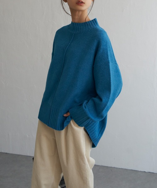 LBC（エルビーシー）の「透かし柄バックスリットニット（ニット/セーター・レディース・ピンク/ライトグレー/ブルー/オフホワイト・M）」の3枚目の写真