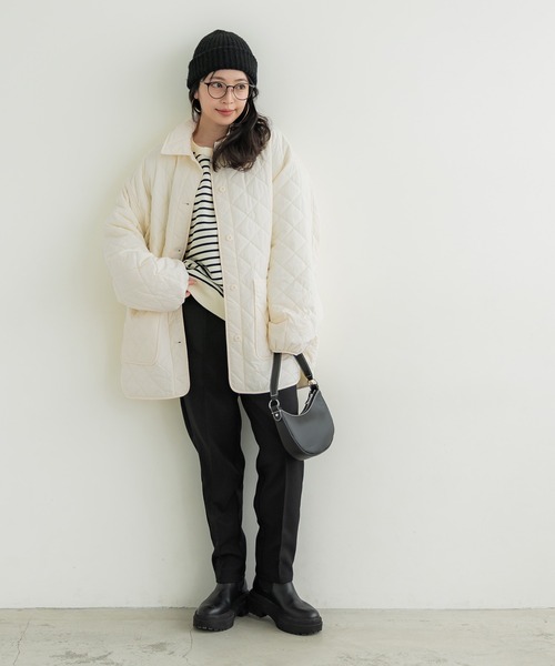 coca（coca）（コカ）の「襟付き中綿キルトジャケット（その他アウター・レディース・アイボリー/ベージュ・L/M）」の9枚目の写真