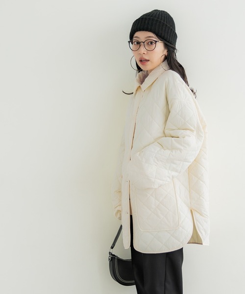 coca（coca）（コカ）の「襟付き中綿キルトジャケット（その他アウター・レディース・アイボリー/ベージュ・L/M）」の4枚目の写真