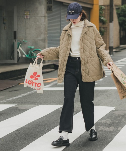 coca（coca）（コカ）の「襟付き中綿キルトジャケット（その他アウター・レディース・アイボリー/ベージュ・L/M）」の5枚目の写真