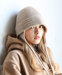 14+ | イヤーニットCAP / ニット耳付きクローシュハット(ニットキャップ/ビーニー)