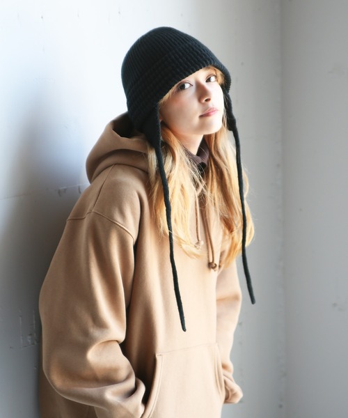 14+(イチヨンプラス)の「イヤーニットCAP / ニット耳付きクローシュハット(ニットキャップ/ビーニー・レディース・ベージュ/ブラック/ブラウン/アイボリー・FREE)」の16枚目の写真