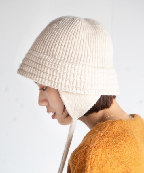 14+(イチヨンプラス)の「イヤーニットCAP / ニット耳付きクローシュハット(ニットキャップ/ビーニー・レディース・ベージュ/ブラック/ブラウン/アイボリー・FREE)」の21枚目の写真