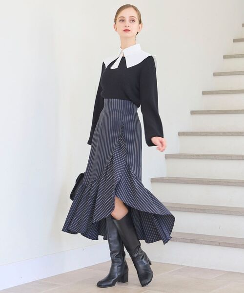 MAJESTIC LEGON（マジェスティックレゴン）の「クラシカルカラーセットニット（ニット/セーター・レディース・アイボリー/ブラック/ブラック系その他・MEDIUM）」の21枚目の写真