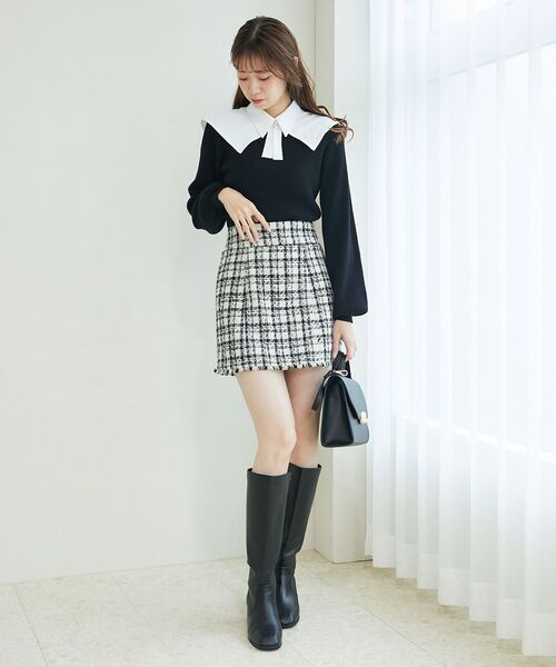 MAJESTIC LEGON（マジェスティックレゴン）の「クラシカルカラーセットニット（ニット/セーター・レディース・アイボリー/ブラック/ブラック系その他・MEDIUM）」の16枚目の写真