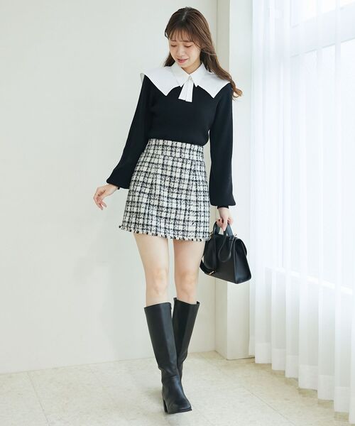 MAJESTIC LEGON（マジェスティックレゴン）の「クラシカルカラーセットニット（ニット/セーター・レディース・アイボリー/ブラック/ブラック系その他・MEDIUM）」の15枚目の写真