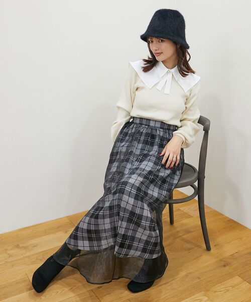 MAJESTIC LEGON（マジェスティックレゴン）の「クラシカルカラーセットニット（ニット/セーター・レディース・アイボリー/ブラック/ブラック系その他・MEDIUM）」の8枚目の写真