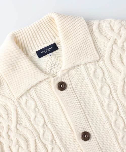 BACK NUMBER（バックナンバー）の「【BACK NUMBER】アラン編みニットカーディガン（カーディガン/ボレロ・メンズ・ネイビー/オフホワイト・M/L）」の5枚目の写真