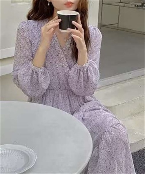 Dream garden（ドリームガーデン）の「小花柄ティアードワンピース（ワンピース・レディース・ラベンダー/ブラウン系その他/ライトグレー系・L/XL/M）」の14枚目の写真