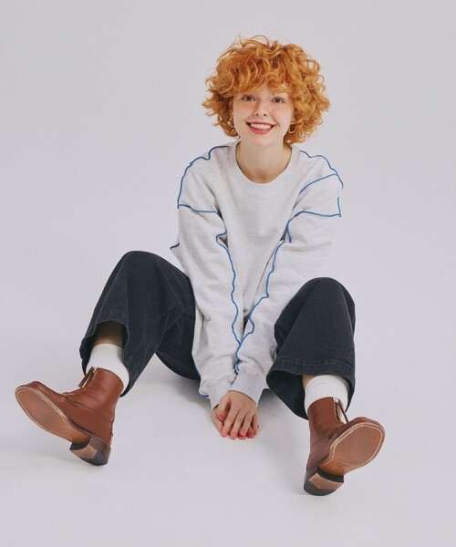 FREAK'S STORE（フリークスストア）の「配色メロー スウェット（スウェット・レディース・ナチュラル/ライトグレー/チャコール/イエロー・ﾌﾘ-/FREE）」の5枚目の写真