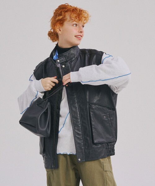 FREAK'S STORE（フリークスストア）の「配色メロー スウェット（スウェット・レディース・ナチュラル/ライトグレー/チャコール/イエロー・ﾌﾘ-/FREE）」の7枚目の写真