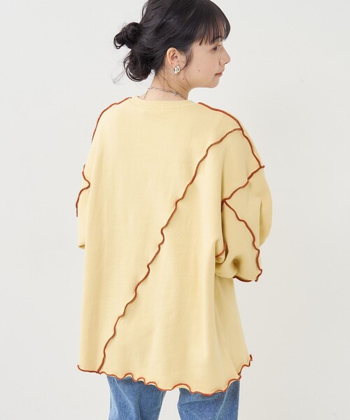 FREAK'S STORE（フリークスストア）の「配色メロー スウェット（スウェット・レディース・ナチュラル/ライトグレー/チャコール/イエロー・ﾌﾘ-/FREE）」の10枚目の写真