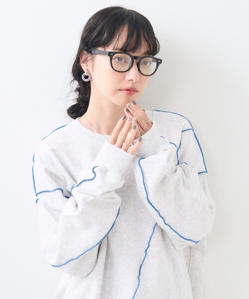 rosyMonster＊ストライプドッキングスウェット グレー フリーサイズ