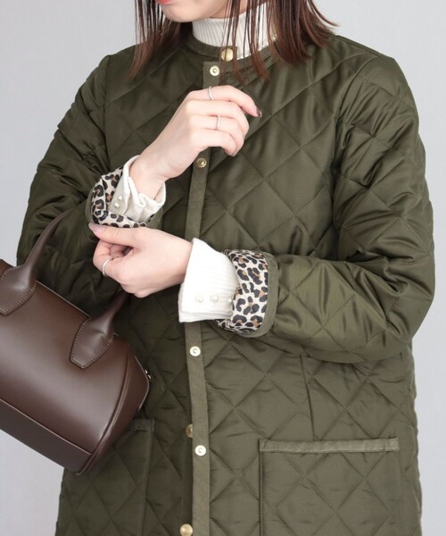 Traditional Weatherwear(トラディショナルウェザーウェア)の「【Traditional Weatherwear/トラディショナルウェザーウエア】ARKLEY LONG 裏レオパード(その他アウター・レディース・ブラック/カーキ・34/36)」の4枚目の写真