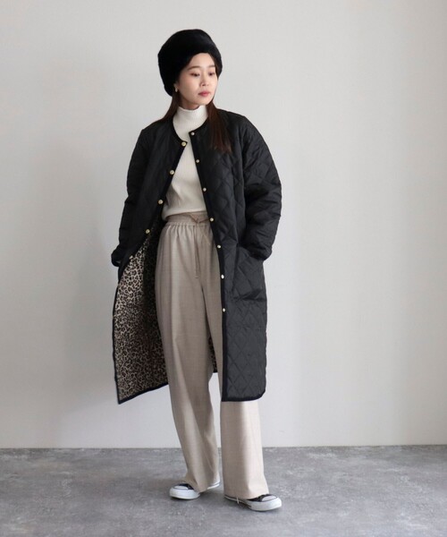 Traditional Weatherwear(トラディショナルウェザーウェア)の「【Traditional Weatherwear/トラディショナルウェザーウエア】ARKLEY LONG 裏レオパード(その他アウター・レディース・ブラック/カーキ・34/36)」の6枚目の写真