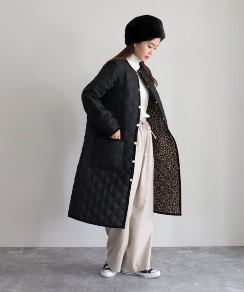 Traditional Weatherwear(トラディショナルウェザーウェア)の「【Traditional Weatherwear/トラディショナルウェザーウエア】ARKLEY LONG 裏レオパード(その他アウター・レディース・ブラック/カーキ・34/36)」の7枚目の写真