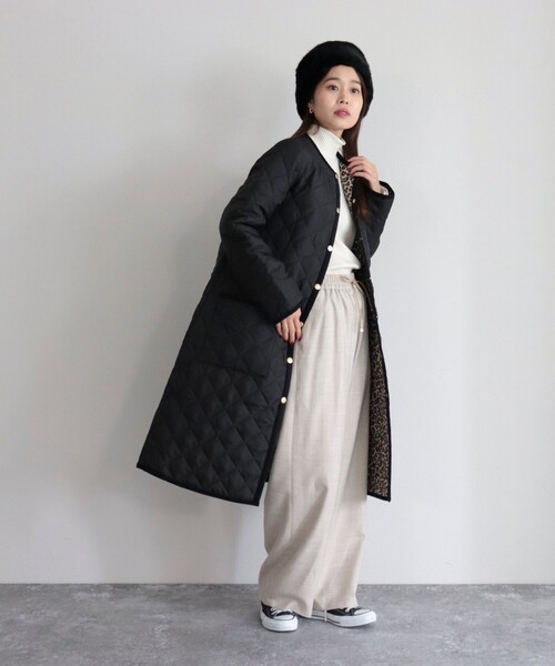 Traditional Weatherwear(トラディショナルウェザーウェア)の「【Traditional Weatherwear/トラディショナルウェザーウエア】ARKLEY LONG 裏レオパード(その他アウター・レディース・ブラック/カーキ・34/36)」の11枚目の写真