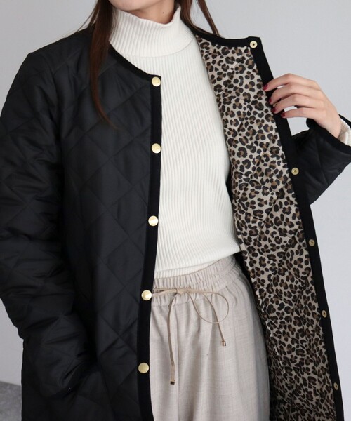 Traditional Weatherwear(トラディショナルウェザーウェア)の「【Traditional Weatherwear/トラディショナルウェザーウエア】ARKLEY LONG 裏レオパード(その他アウター・レディース・ブラック/カーキ・34/36)」の17枚目の写真
