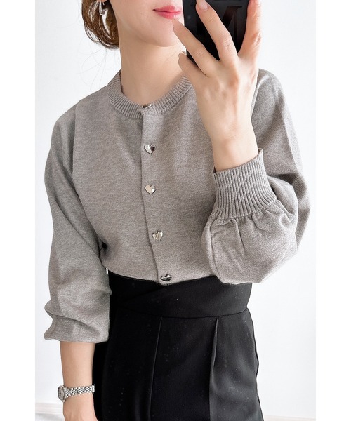 ZOZO限定】ハート釦クルーネックカーディガン（カーディガン