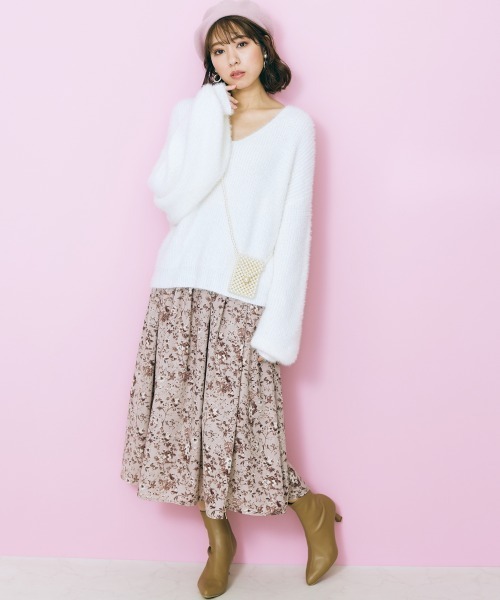 marun(マルン)の「<大きいサイズ> シャギーニットトップス marun(ニット/セーター・レディース・オフホワイト/ピンク系・3L/4L/LL/L/5L)」の18枚目の写真