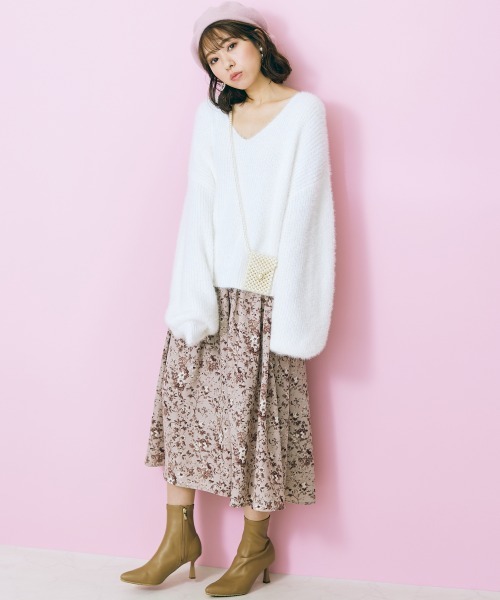 marun(マルン)の「<大きいサイズ> シャギーニットトップス marun(ニット/セーター・レディース・オフホワイト/ピンク系・3L/4L/LL/L/5L)」の19枚目の写真