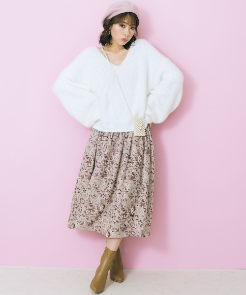 marun(マルン)の「<大きいサイズ> シャギーニットトップス marun(ニット/セーター・レディース・オフホワイト/ピンク系・3L/4L/LL/L/5L)」の7枚目の写真