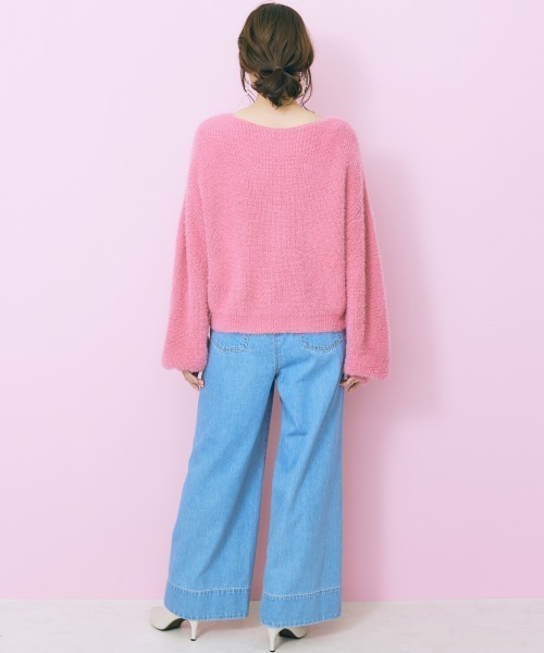 marun(マルン)の「<大きいサイズ> シャギーニットトップス marun(ニット/セーター・レディース・オフホワイト/ピンク系・3L/4L/LL/L/5L)」の17枚目の写真